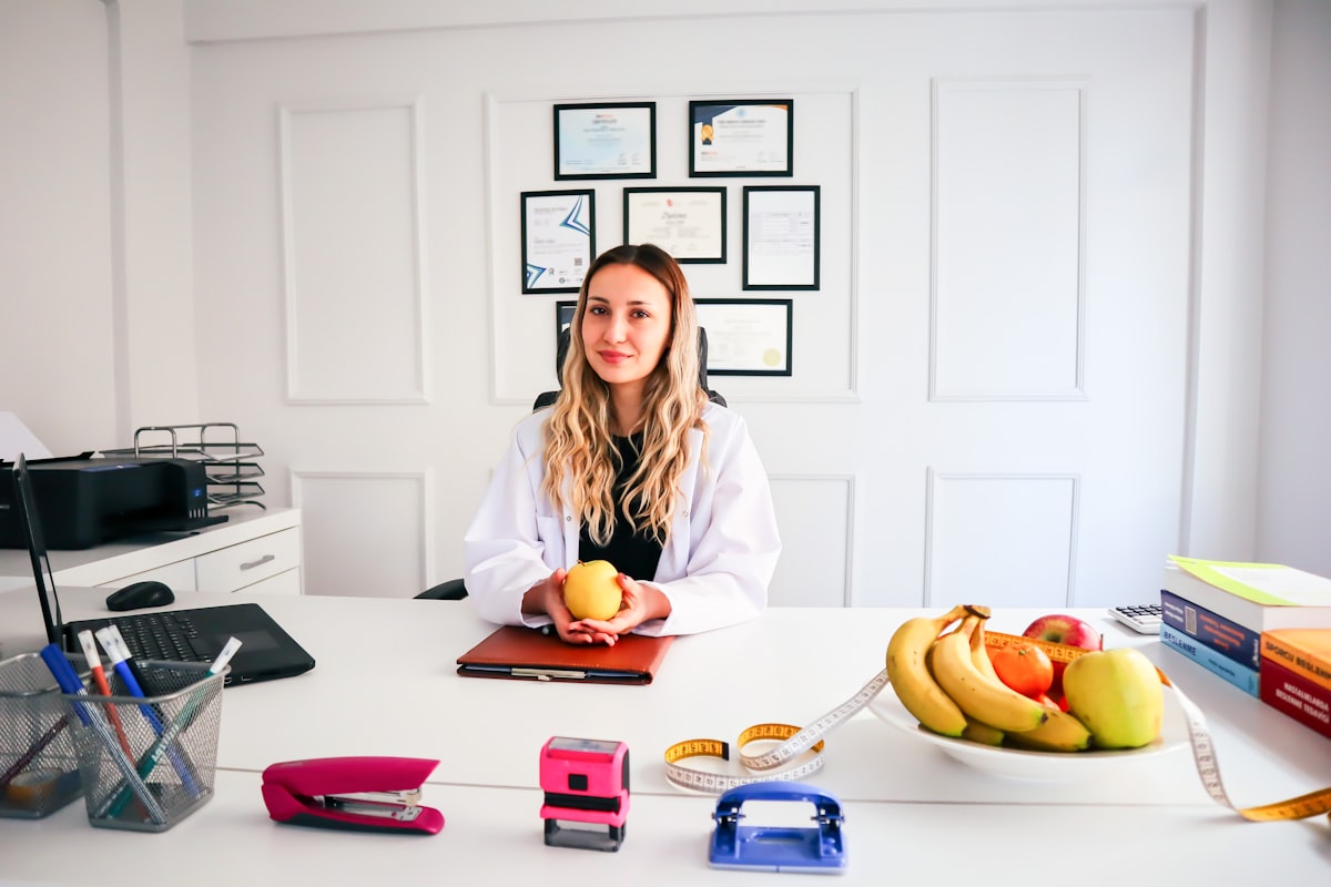 Nutrition consultation setup with healthy foods